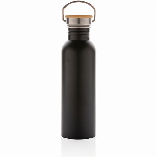 Moderne Stainless-Steel Flasche mit Bambusdeckel (Art.-Nr. CA295529) - Eine Trinkflasche, die durch ihre...