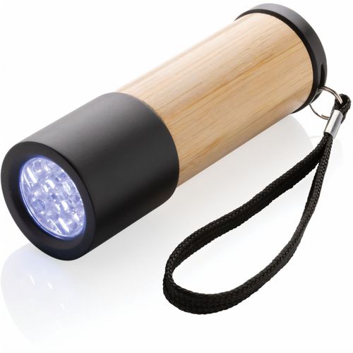 Bambus- und RCS-Recyclingplastiktaschenlampe (Art.-Nr. CA298250) - Taschenlampe im Taschenformat aus 100%...