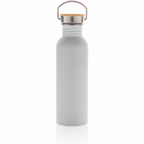 Moderne Stainless-Steel Flasche mit Bambusdeckel (Art.-Nr. CA358800) - Eine Trinkflasche, die durch ihre...