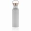 Moderne Stainless-Steel Flasche mit Bambusdeckel (weiß) (Art.-Nr. CA358800)
