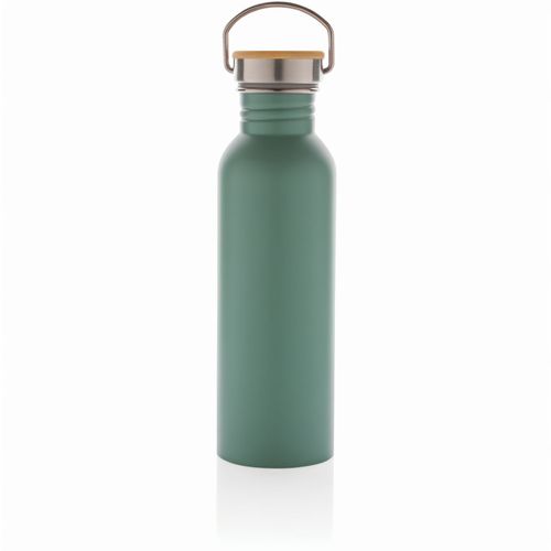 Moderne Stainless-Steel Flasche mit Bambusdeckel (Art.-Nr. CA418325) - Eine Trinkflasche, die durch ihre...