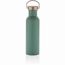 Moderne Stainless-Steel Flasche mit Bambusdeckel (grün) (Art.-Nr. CA418325)