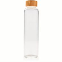 Borosilikat-Glasflasche mit struktriertem PU-Sleeve (weiß) (Art.-Nr. CA433289)