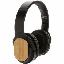 Elite faltbarer kabelloser Kopfhörer aus RCS und Bambus (Schwarz) (Art.-Nr. CA443365)