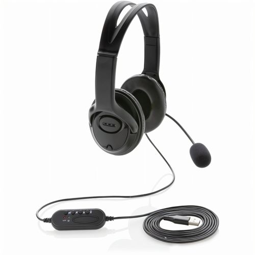 Over-Ear Headset mit Kabel (Art.-Nr. CA623063) - Das USB-Stereo-Headset mit Inline-Soundk...
