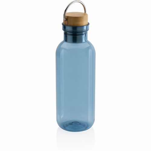 RCS rPET Flasche with Bambusdeckel und Griff (Art.-Nr. CA643169) - Diese einwandige rPET-Wasserflasche hat...