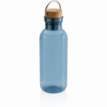 RCS rPET Flasche with Bambusdeckel und Griff (blau) (Art.-Nr. CA643169)