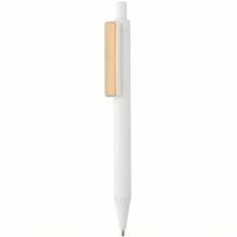 GRS rABS Stift mit Bambus-Clip (weiß) (Art.-Nr. CA684763)