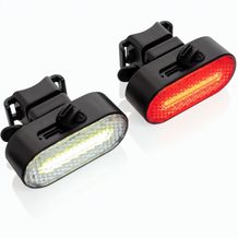 Lumino USB Fahrradlicht-Set aus RCS recyceltem Kunststoff (Schwarz) (Art.-Nr. CA754148)