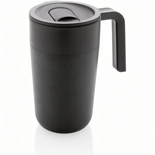 GRS recycelte PP und Stainless Steel Tasse mit Griff (Art.-Nr. CA769592) - Dieser, durch seinen Schiebeverschluss,...