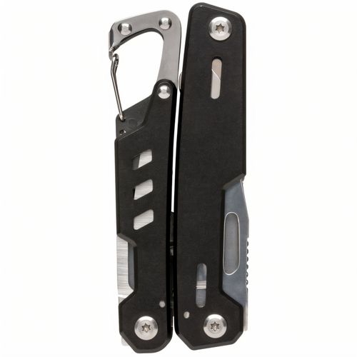 Solid Multitool mit Karabiner (Art.-Nr. CA890304) - Multitool im Aluminium-Case mit 11...