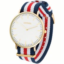 Metalluhr TEXSTYLE FLAT (gold big - NAVY / WHITE / RED) (Art.-Nr. CA514183)
