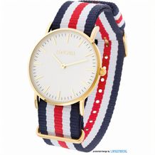 Metalluhr TEXSTYLE FLAT (gold small - NAVY / WHITE / RED) (Art.-Nr. CA695287)