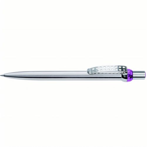 RONDO chrom L Druckkugelschreiber (Art.-Nr. CA567054) - Metall-Druckkugelschreiber mit verchromt...