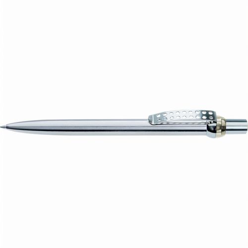 RONDO chrom L Druckkugelschreiber (Art.-Nr. CA810430) - Metall-Druckkugelschreiber mit verchromt...