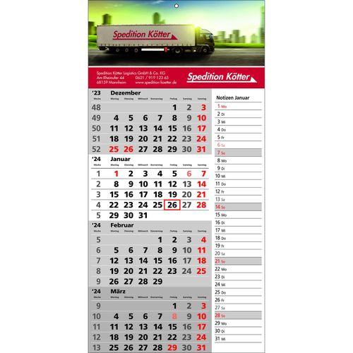 Papierwandkalender Memo (Art.-Nr. CA102507) - Papierwandkalender mit 4 Monaten auf...
