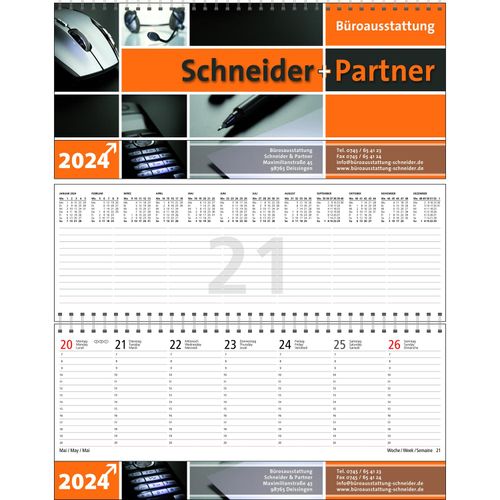 Tischquerkalender Business-Premium (Art.-Nr. CA125530) - Tischquerkalender mit Jahresübersicht...