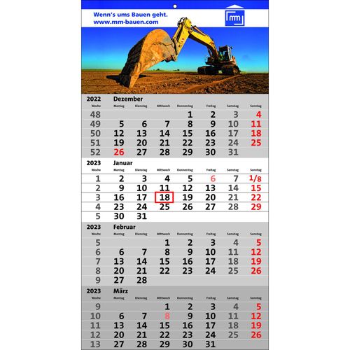 Papierwandkalender Standard 4 (Art.-Nr. CA138008) - Papierwandkalender mit 4 Monaten auf...