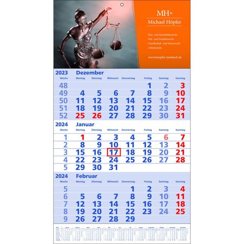 Papierwandkalender Standard 1 plus (Art.-Nr. CA197960) - Papierwandkalender mit 3 Monaten auf...