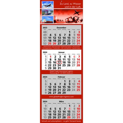 Papierwandkalender Classic 4 (Art.-Nr. CA255329) - Papierwandkalender mit 4 Monaten auf 4...
