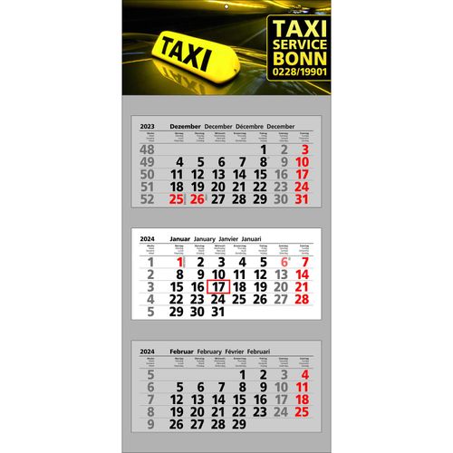 Papierwandkalender Clever 3 (Art.-Nr. CA297388) - Papierwandkalender mit 3 Monaten auf 3...