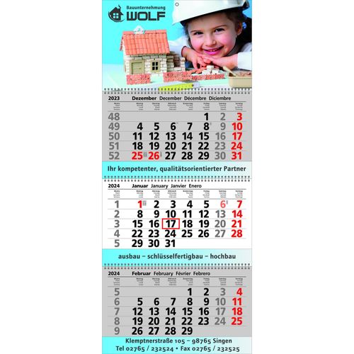 Papierwandkalender Exclusiv 3 (Art.-Nr. CA514068) - Papierwandkalender mit 3 Monaten auf 3...