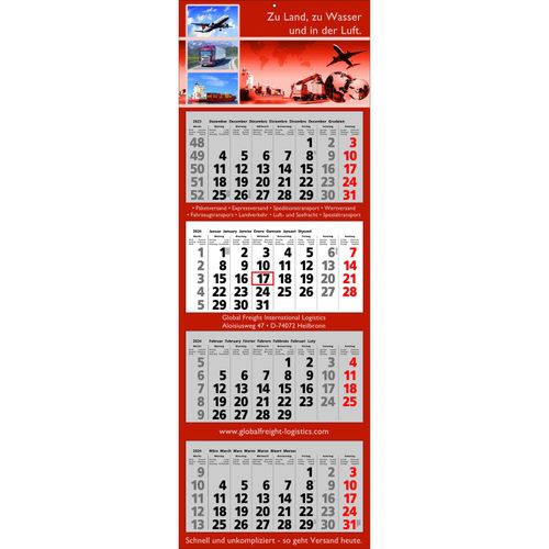Papierwandkalender Classic 4 (Art.-Nr. CA625132) - Papierwandkalender mit 4 Monaten auf 4...