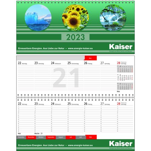 Tischquerkalender Business-plus Register (Art.-Nr. CA678532) - Tischquerkalender mit 3 Monatsübersicht...