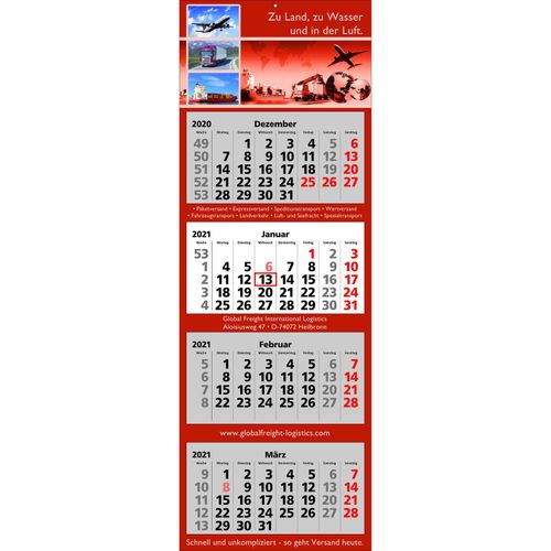 Papierwandkalender Classic 4 (Art.-Nr. CA756142) - Papierwandkalender mit 4 Monaten auf 4...