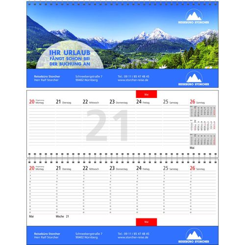 Tischquerkalender Business-Exclusiv 1 plus (Art.-Nr. CA858780) - Tischquerkalender mit 3 Monatsübersicht...