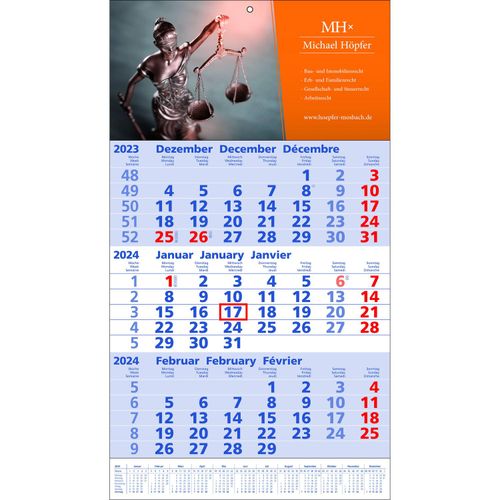 Papierwandkalender Standard 1 plus (Art.-Nr. CA940548) - Papierwandkalender mit 3 Monaten auf...
