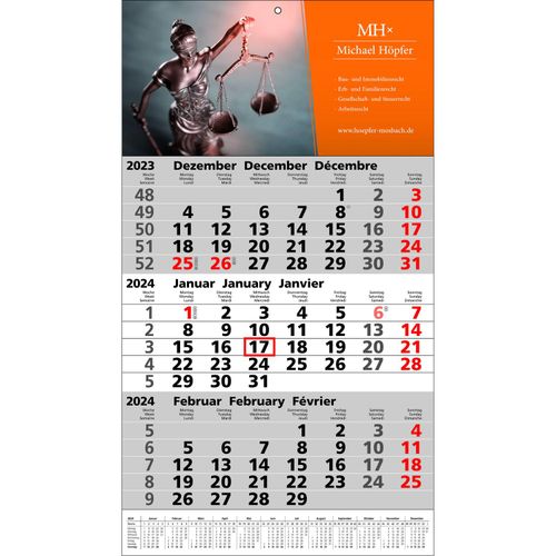 Papierwandkalender Standard 1 plus (Art.-Nr. CA983769) - Papierwandkalender mit 3 Monaten auf...