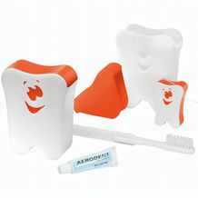 Reise-Zahnpflege-Set "Gesicht" (weiß / orange) (Art.-Nr. CA057775)