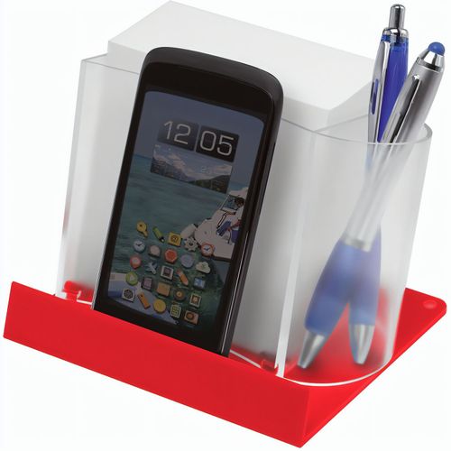 Smartphone-/Tabletständer mit Zettelbox (Art.-Nr. CA128170) - mit integriertem Stifteköcher und weiß...