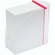 Zettelbox mit integriertem Köcher "Design" (gefrostet glasklar / rot) (Art.-Nr. CA198426)