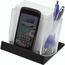 Smartphone-/Tabletständer mit Zettelbox (gefrostet glasklar / schwarz) (Art.-Nr. CA278089)