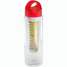 Trinkflasche mit Infuser (glasklar / rot-transparent) (Art.-Nr. CA347544)