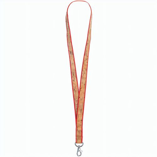 Schlüsselband/Lanyard Kork (Art.-Nr. CA435116) - flachgewebtes Polyester mit Korkband...