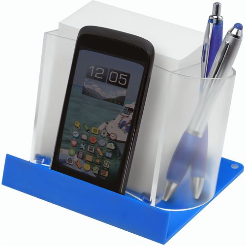 Smartphone-/Tabletständer mit Zettelbox (Art.-Nr. CA727037) - mit integriertem Stifteköcher und weiß...