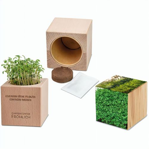 Pflanz-Holz Grande mit Samen - Gartenkresse (Art.-Nr. CA305894) - Viel mehr Werbefläche für noch bessere...