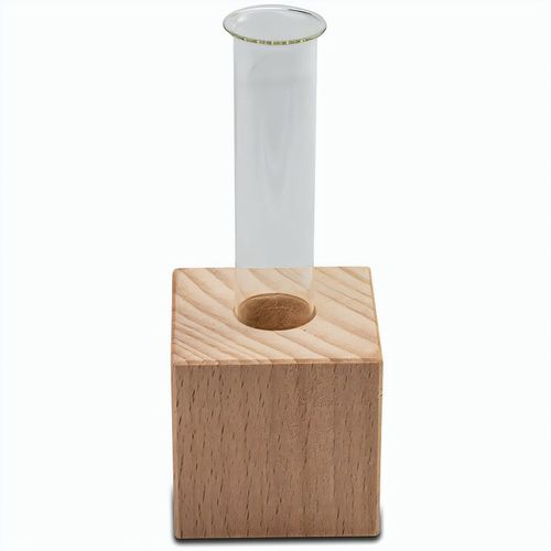 Mini-Vase - mit Digitaldruck und Lasergravur (Art.-Nr. CA399118) - Der Echtholzwürfel verleiht jedem Rau...