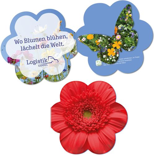 Samenpapier in Klappkärtchen Blume - Schmetterling (Art.-Nr. CA422628) - Ausdruckstarkes, individuell bedrucktes,...