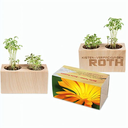 Pflanz-Holz 2er Set mit Samen - Ringelblume (Art.-Nr. CA579387) - Mehr Platz für Blumen, Kräuter und die...