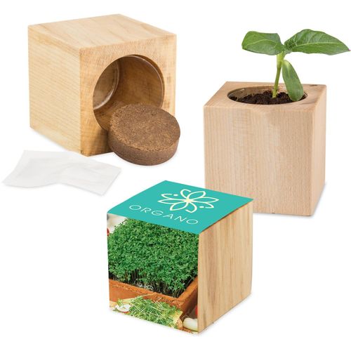 Pflanz-Holz Maxi mit Samen - Gartenkresse, 1 Seite gelasert (Art.-Nr. CA632566) - Dieser Würfel aus hellem, europäischen...