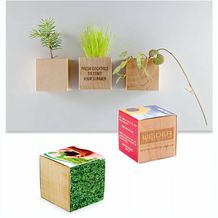 Pflanz-Holz Magnet mit Samen - Gartenkresse, 1 Seite gelasert (individuell) (Art.-Nr. CA839950)