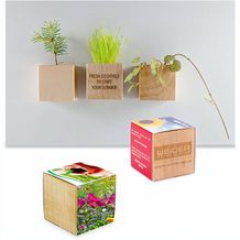 Pflanz-Holz Magnet mit Samen - Sommerblumenmischung, 1 Seite gelasert (individuell) (Art.-Nr. CA983610)