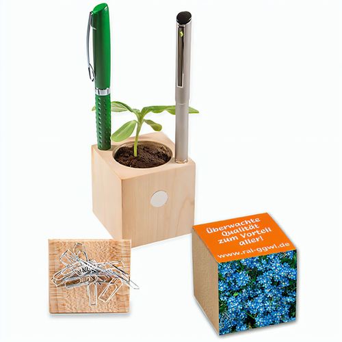 Pflanz-Holz Büro mit Samen - Vergissmeinnicht, 1 Seite gelasert (Art.-Nr. CA995904) - Ein maximales Naturerlebnis bietet der...