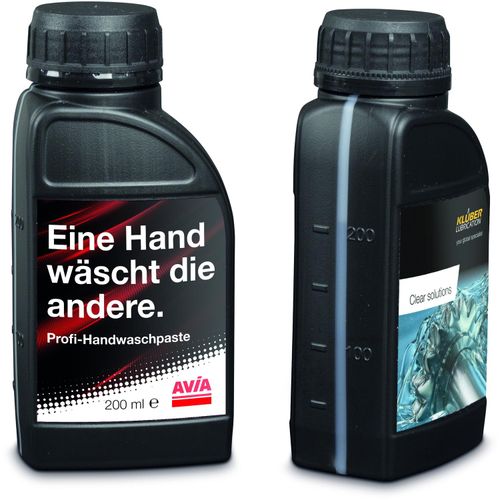 200 ml Kanisterflasche mit Handwaschpaste 'Natur' inkl. 4c Etikett (Art.-Nr. CA033689) - Schwarze Kanisterflasche aus Kunststoff...