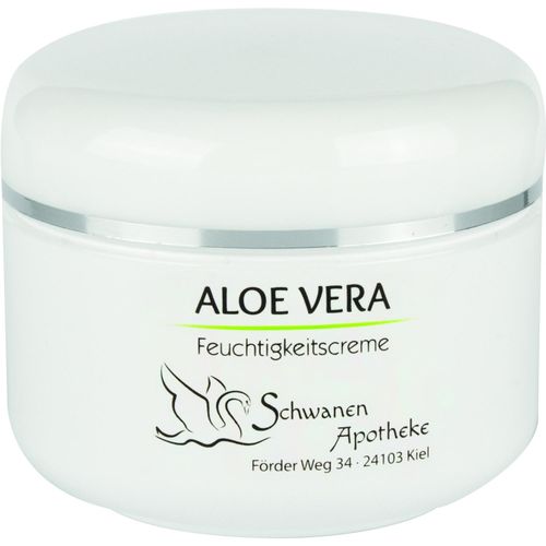 50 ml Tiegel weiß mit Aloe Vera Feuchtigkeitscreme (Art.-Nr. CA124192) - Tiegel weiß und Deckel in weiß mit sil...