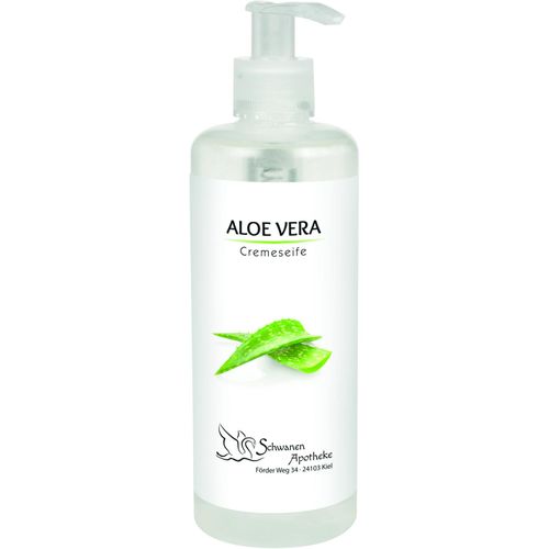300 ml Pumpspender mit Cremeseife Aloe Vera inkl. 4c Etikett (Art.-Nr. CA375528) - Transparenter 300 ml Pumpspender aus...